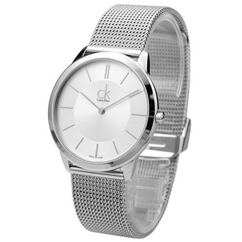  Shop Authentic Calvin Klein Minimal Silver Dial Silver Mesh Bracelet Watch for Men - K3M21126 - Luxxuri
