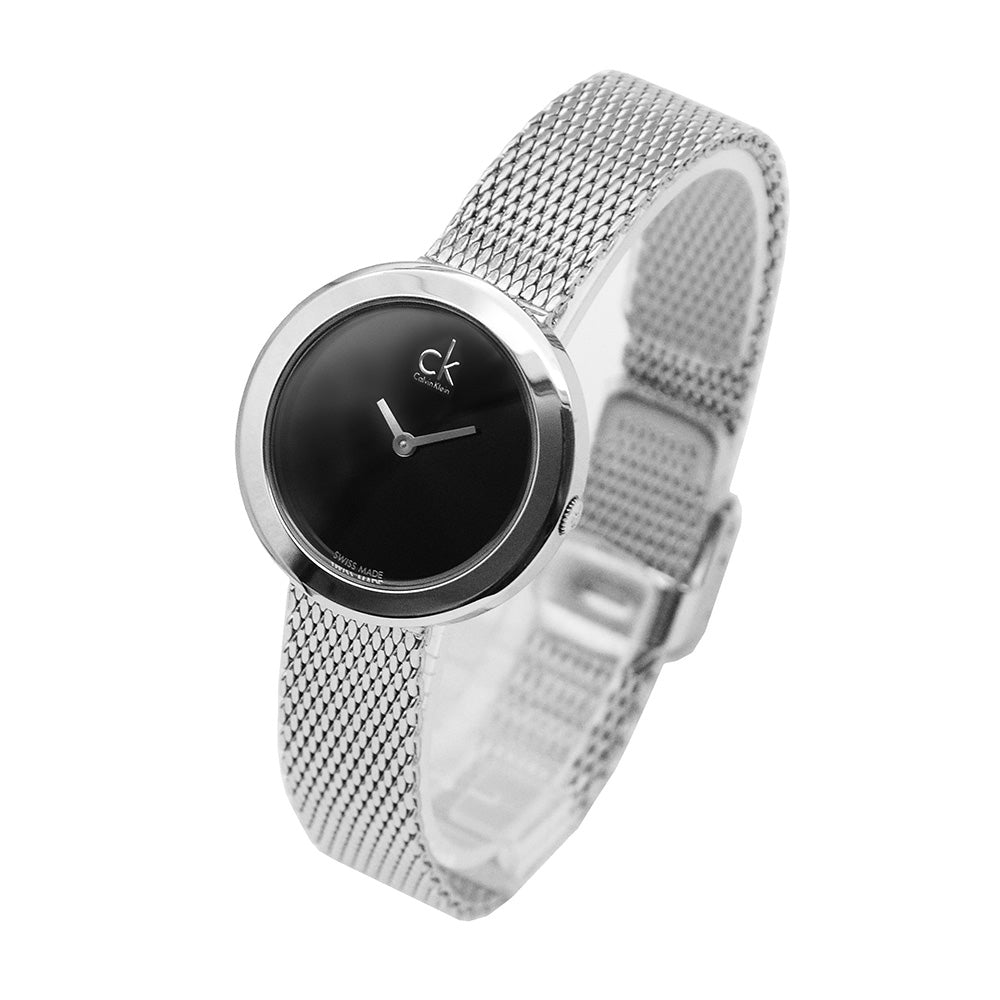  Shop Authentic Calvin Klein Firm Black Dial Silver Mesh Bracelet Watch for Women - K3N23121 - Luxxuri