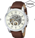  Shop Authentic Fossil Grant Automatic White Dial Brown Leather Strap Watch for Men - ME3052 - Luxxuri