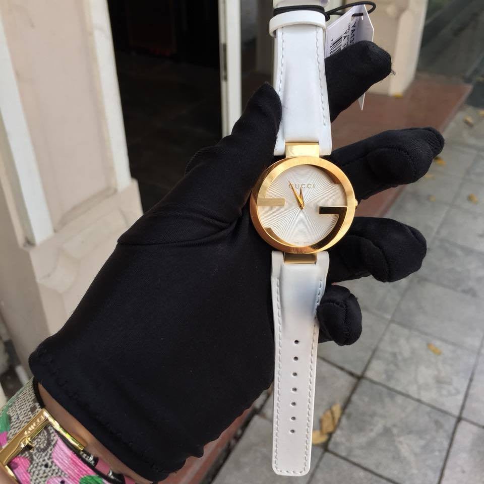  Shop Authentic Gucci Interlocking Latin Grammy Special Edition Gold Watch For Women - YA133313 - Luxxuri