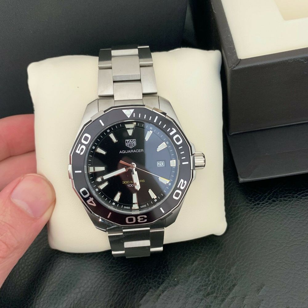  Shop Authentic Tag Heuer Aquaracer Quartz Black Dial Silver Steel Strap Watch for Men - WAY101A.BA0746 - Luxxuri