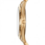  Shop Authentic Michael Kors Slim Runway Blue Mother of Pearl Dial Gold Steel Strap Watch for Women - MK3492 - Luxxuri