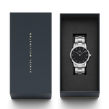  Shop Authentic Daniel Wellington Iconic Link Black Dial Silver Steel Strap Watch For Women - DW00100342 - Luxxuri