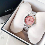  Shop Authentic Gucci G Timeless Pink Dial Silver Steel Strap Watch For Women - YA126524 - Luxxuri