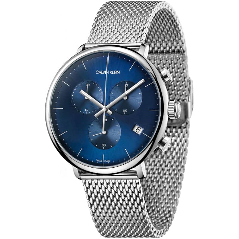  Shop Authentic Calvin Klein High Noon Chronograph Blue Dial Silver Mesh Bracelet Watch for Men - K8M2712N - Luxxuri