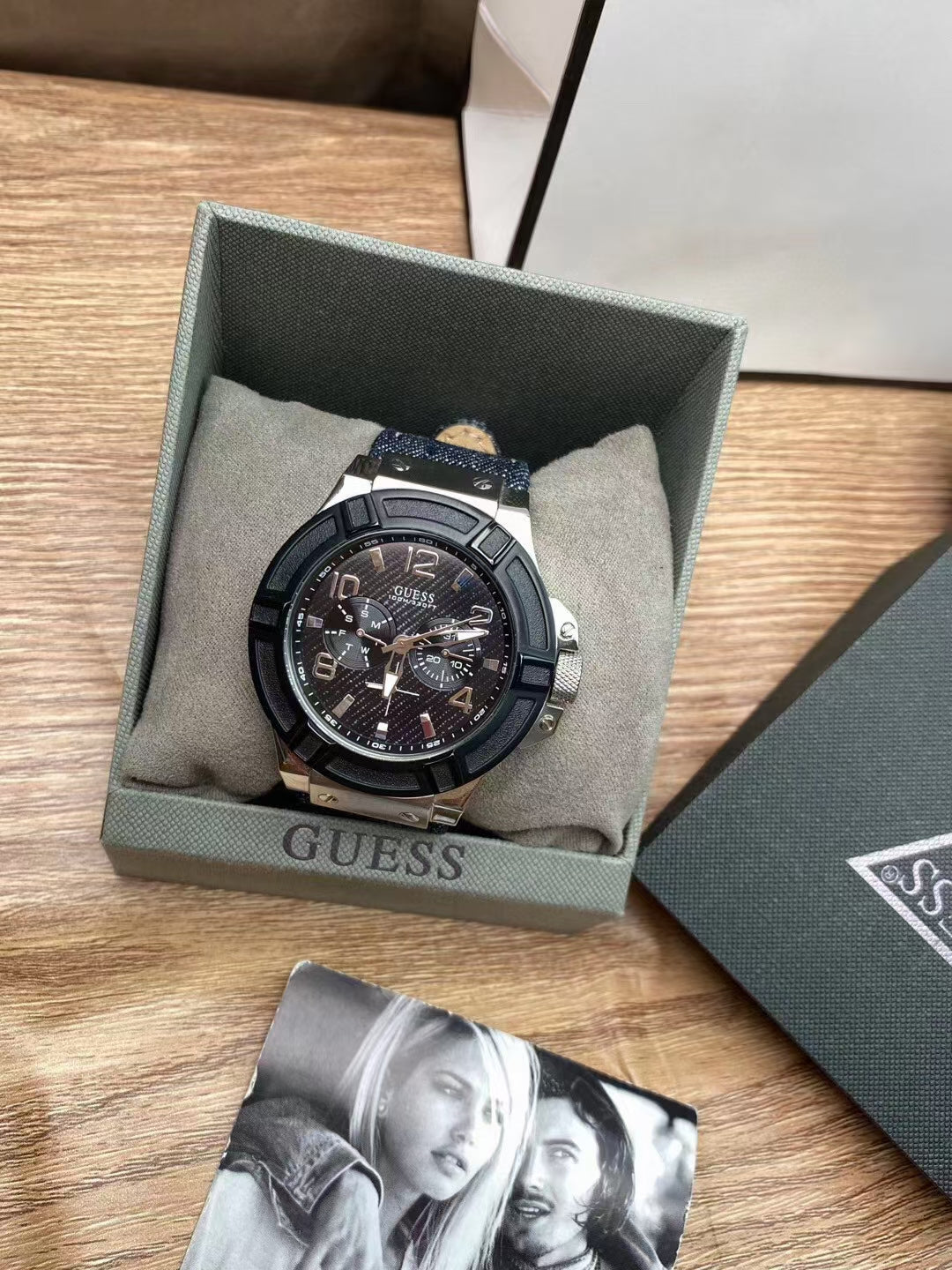  Shop Authentic Guess Indovina Quartz Black Dial Black Leather Strap Watch For Men - W0040G9 - Luxxuri