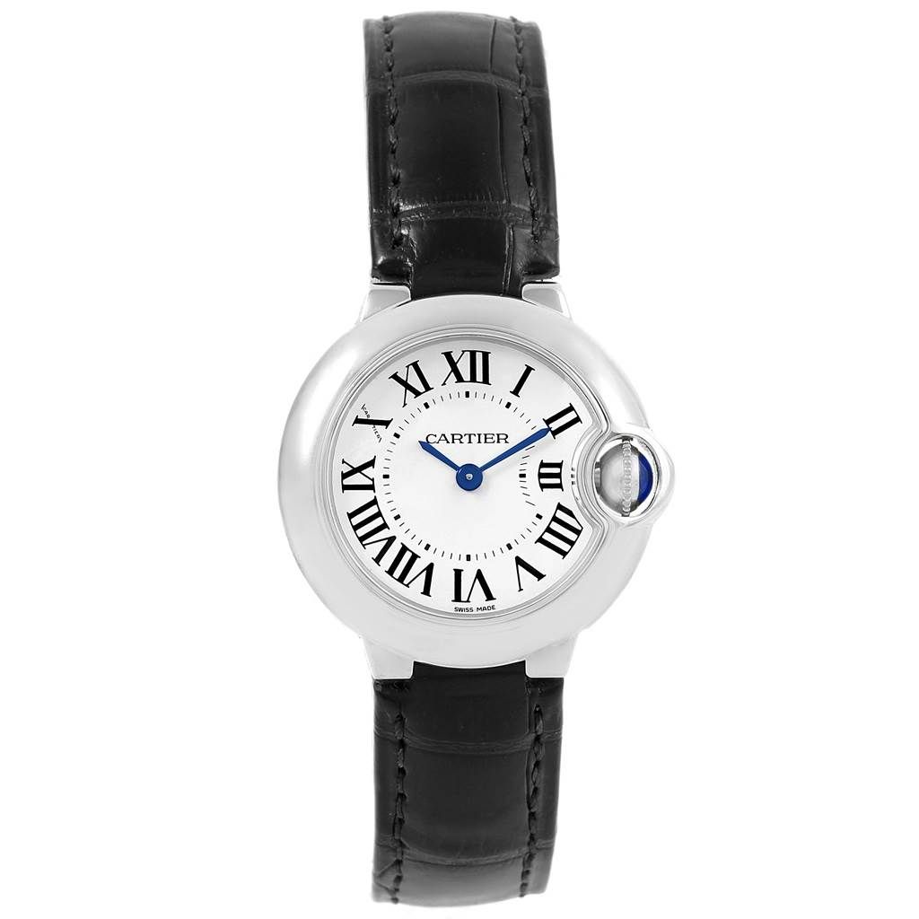  Shop Authentic Cartier Ballon Bleu Silver Dial Black Leather Strap Watch for Women - W69018Z4 - Luxxuri