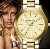  Shop Authentic Michael Kors Slim Runway Gold Dial Gold Steel Strap Watch for Women - MK3335 - Luxxuri
