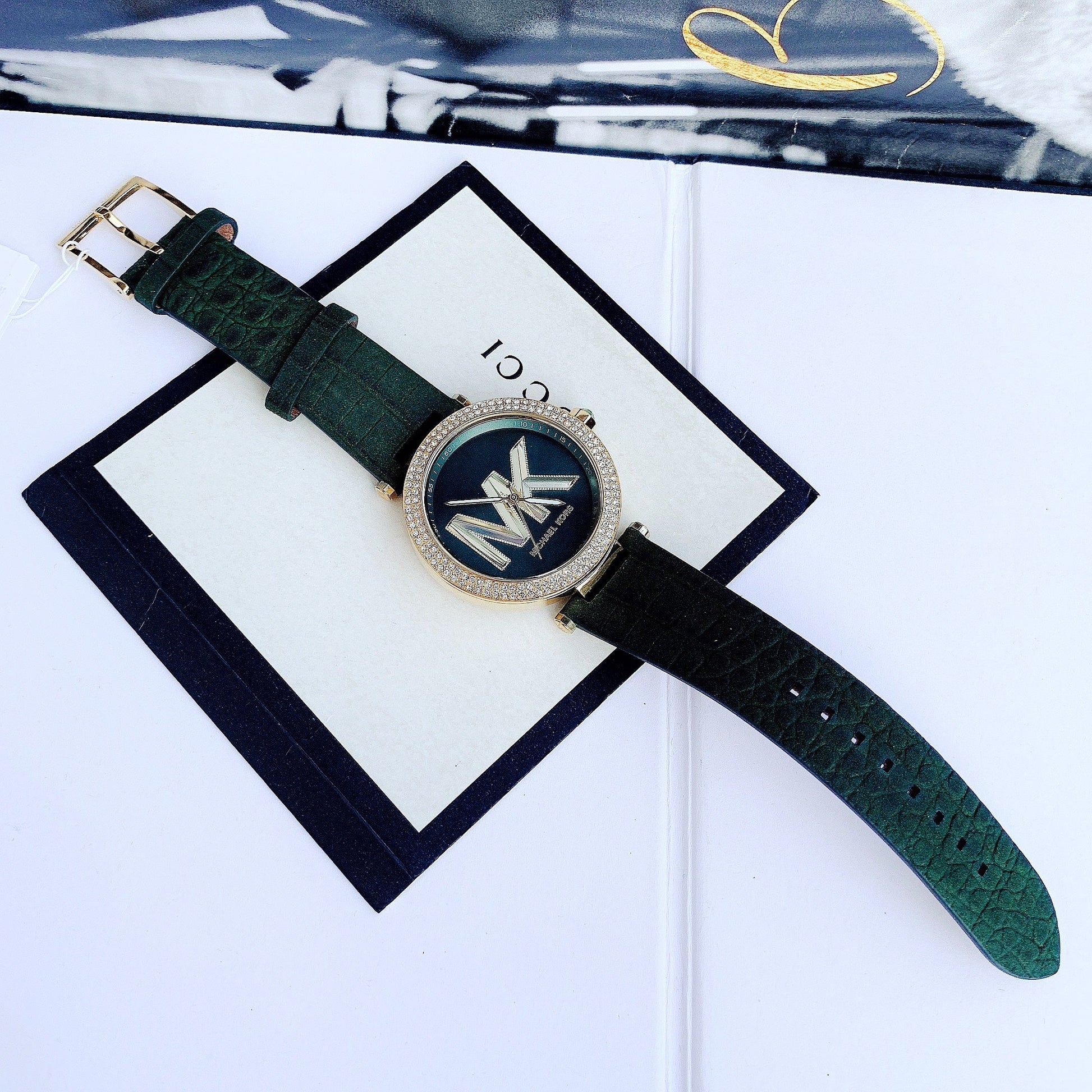  Shop Authentic Michael Kors Parker Green Dial Green Leather Strap Watch For Women - MK4724 - Luxxuri