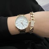  Shop Authentic Michael Kors Addyson Three-Hand White Dial Gold Steel Strap Watch for Women - MK4712 - Luxxuri