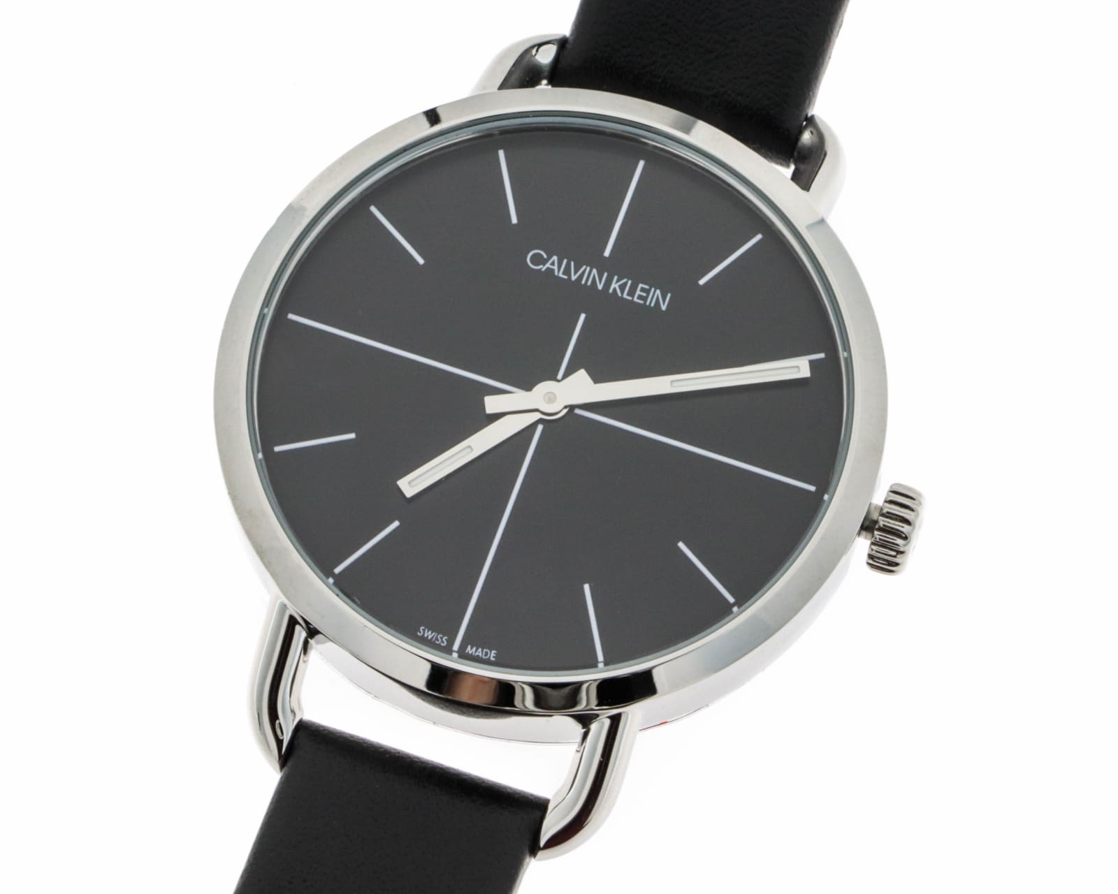  Shop Authentic Calvin Klein Even Black Dial Black Leather Strap Watch for Women  - K7B231CZ - Luxxuri