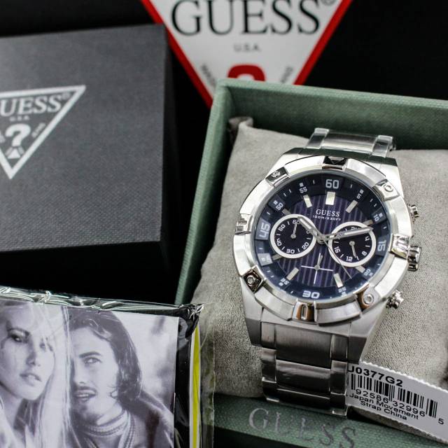  Shop Authentic Guess Jolt Chronograph Blue Dial Silver Steel Strap Watch for Men - W0377G2 - Luxxuri