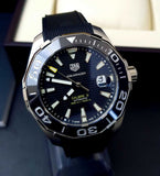  Shop Authentic Tag Heuer Aquaracer Calibre 5 Automatic Black Dial Black Rubber Strap Watch for Men - WAY201A.FT6142 - Luxxuri