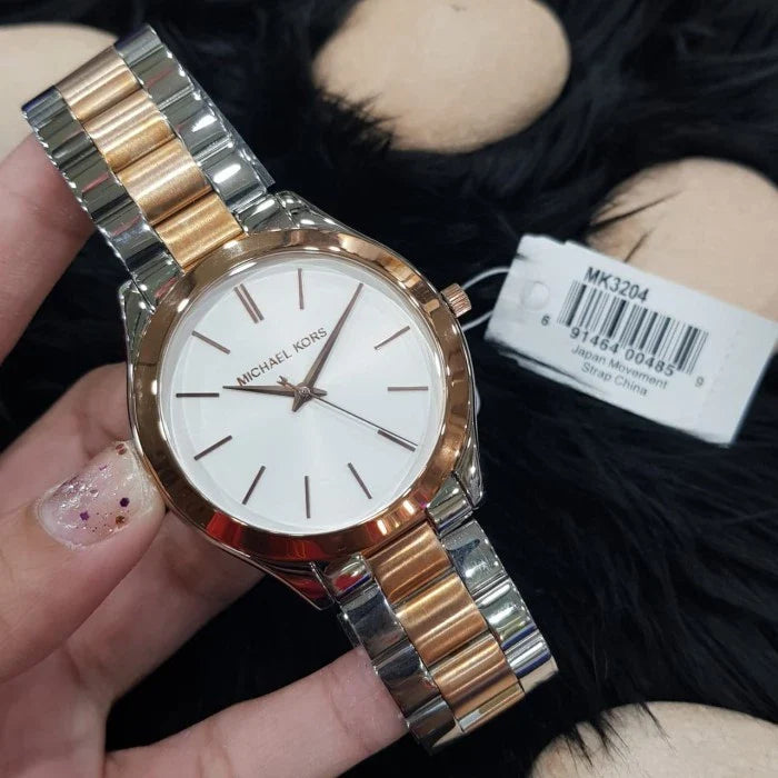  Shop Authentic Michael Kors Runway White Dial Two Tone Stainless Steel Strp Watch for Women - MK3204A - Luxxuri