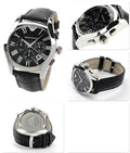  Shop Authentic Emporio Armani Valente Chronograph Black Dial Black Leather Strap Watch For Men - AR1633 - Luxxuri