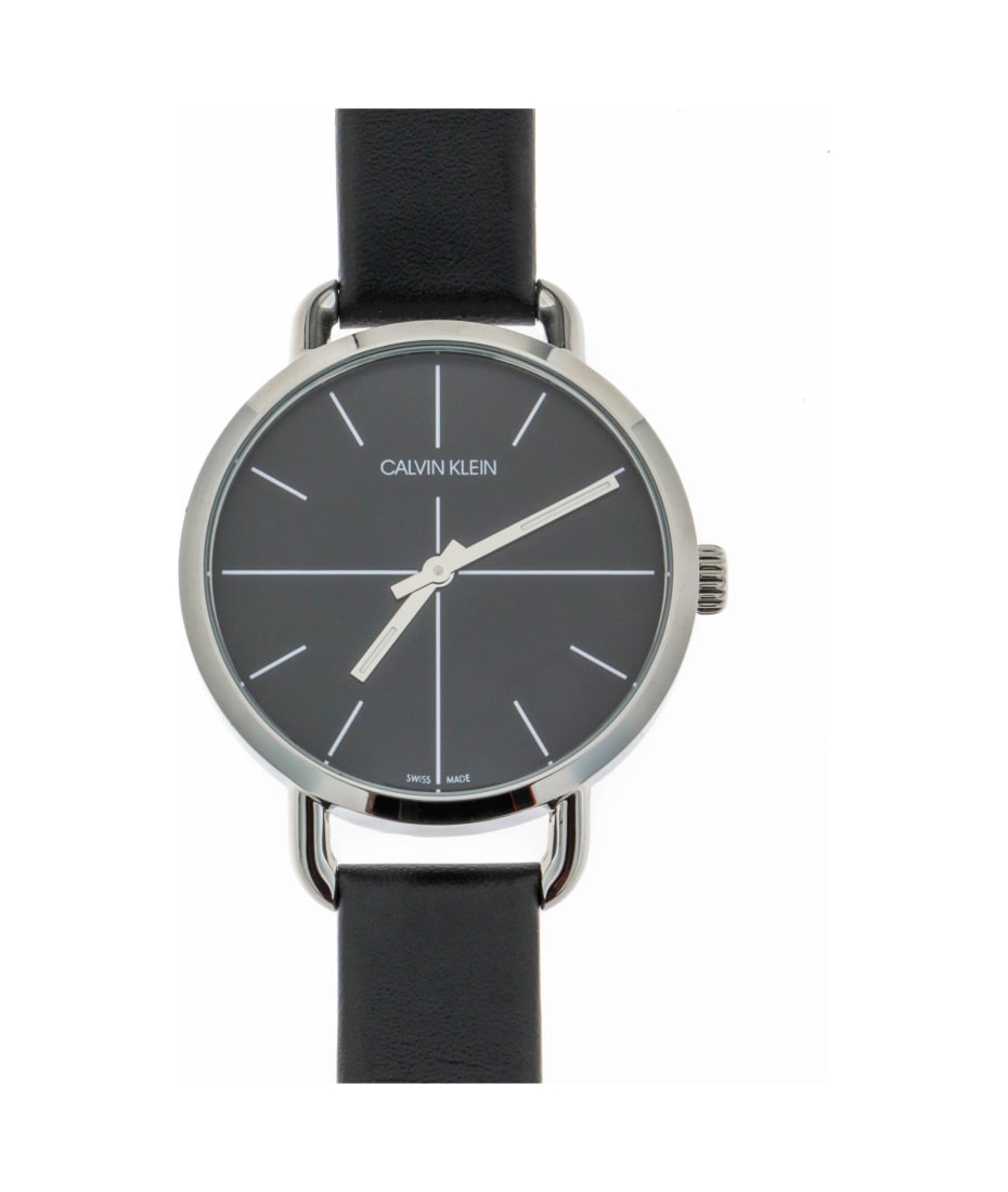  Shop Authentic Calvin Klein Even Black Dial Black Leather Strap Watch for Women  - K7B231CZ - Luxxuri