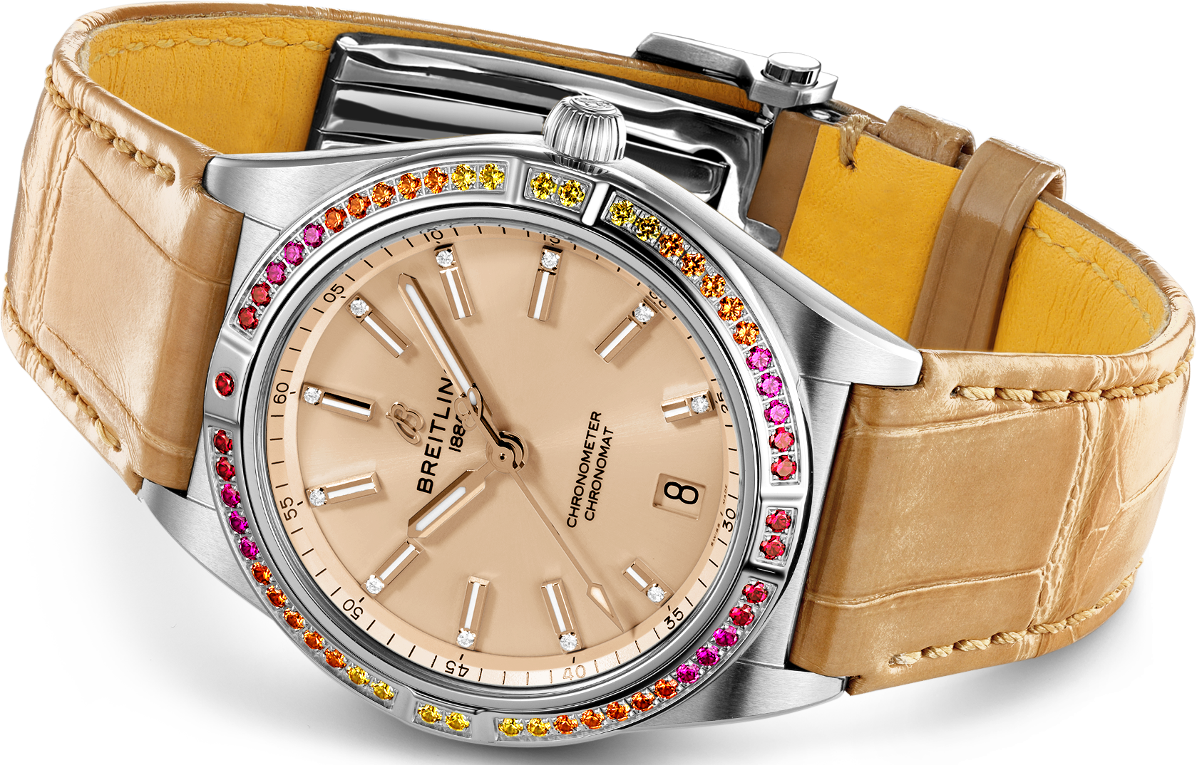 Breitling Chronomat Automatic 36 South Sea Brown Dial Brown Leather Strap Watch for Women - A10380611A1P1