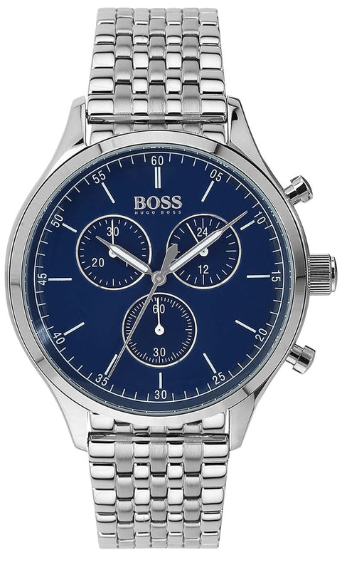  Shop Authentic Hugo Boss Companion Blue Dial Silver Steel Strap Watch for Men - 1513653 - Luxxuri