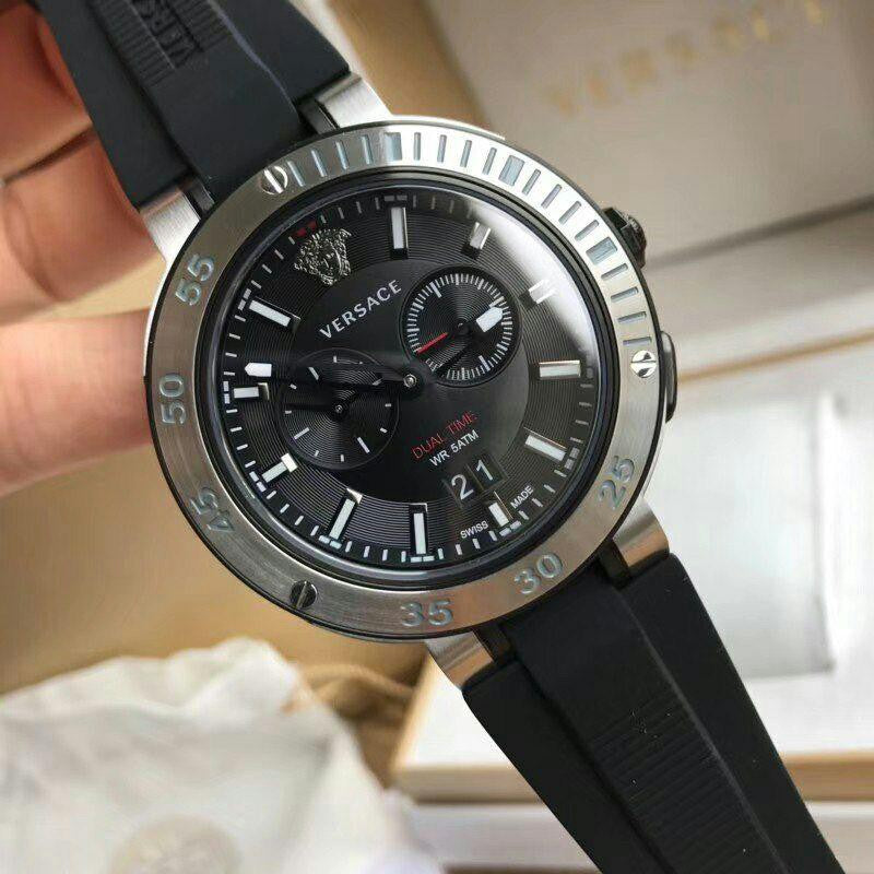  Shop Authentic Versace V Extreme Chronograph Black Tone Dial Black Rubber Strap Watch for Men - VCN020017 - Luxxuri