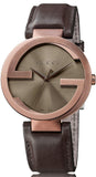  Shop Authentic Gucci Interlocking Brown Dial Brown Leather Strap Watch For Women - YA133309 - Luxxuri