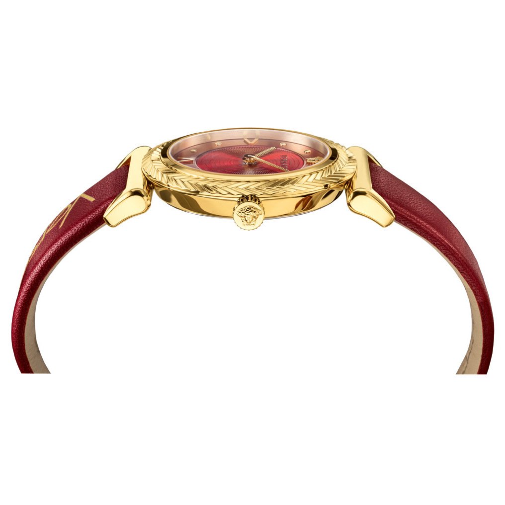  Shop Authentic Versace V-Motif Red Dial Red Leather Strap Watch for Women - VERE00418 - Luxxuri