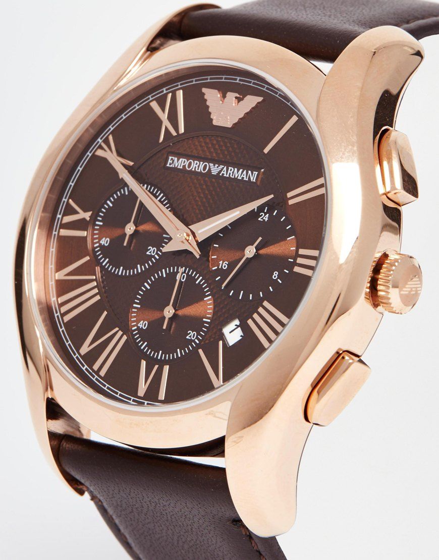  Shop Authentic Emporio Armani Chronograph Brown Dial Brown Leather Strap Watch For Men - AR1701 - Luxxuri