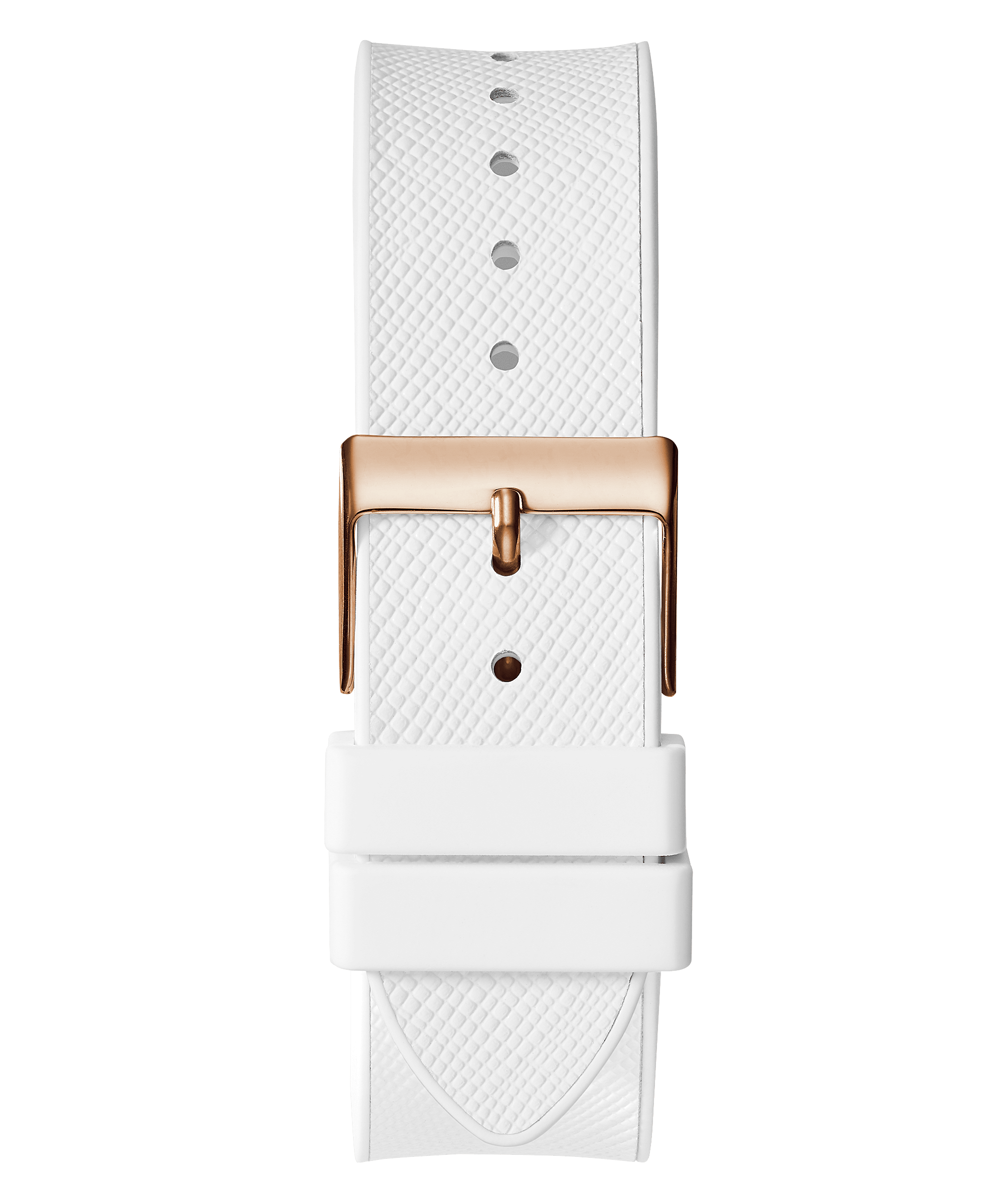 Guess Raven Diamonds Rose Gold Dial White Silicone Strap Watch for Women - GW0105L3