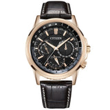  Shop Authentic Citizen Eco Drive Calendrier Black Dial Brown Leather StrapWatch For Men - BU2023-12E - Luxxuri