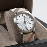  Shop Authentic Burberry The City Nova White Dial Checked Brown Leather Strap Watch for Men - BU9357 - Luxxuri