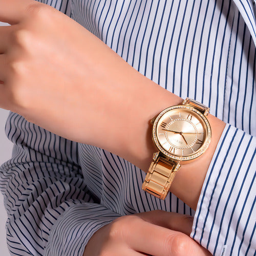  Shop Authentic Guess Montage Quartz Gold Dial Gold Steel Strap Watch For Women - GW0588L1 - Luxxuri