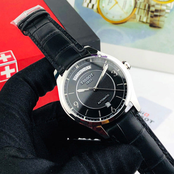  Shop Authentic Tissot T One Automatic Black Dial Black Leather Strap Watch For Men - T038.430.16.057.00 - Luxxuri