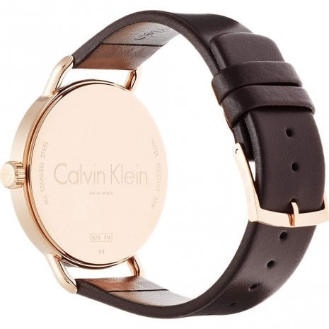  Shop Authentic Calvin Klein Even Grey Dial Brown Leather Strap Watch for Women - K7B216G3 - Luxxuri