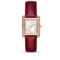  Shop Authentic Michael Kors Emery Quartz Diamonds Silver Dial Red Leather Strap Watch For Women - MK4689 - Luxxuri