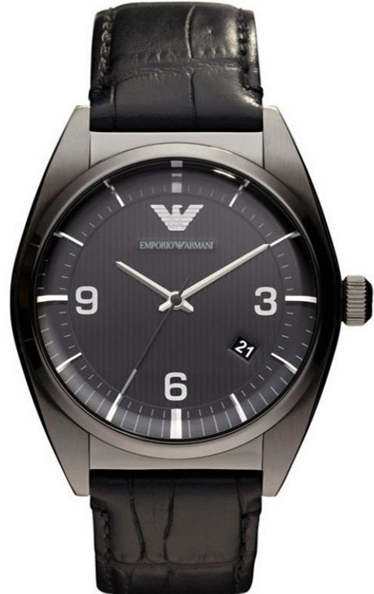  Shop Authentic Emporio Armani Franco Black Dial Black Leather Strap Watch For Men - AR0368 - Luxxuri
