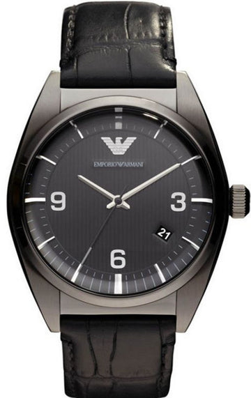  Shop Authentic Emporio Armani Franco Black Dial Black Leather Strap Watch For Men - AR0368 - Luxxuri