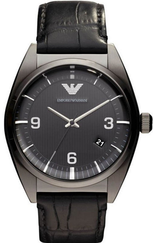 Shop Authentic Emporio Armani Franco Black Dial Black Leather Strap Watch For Men - AR0368 - Luxxuri