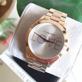  Shop Authentic Michael Kors Slim Runway White Dial Rose Gold Steel Strap Watch For Women - MK3804 - Luxxuri