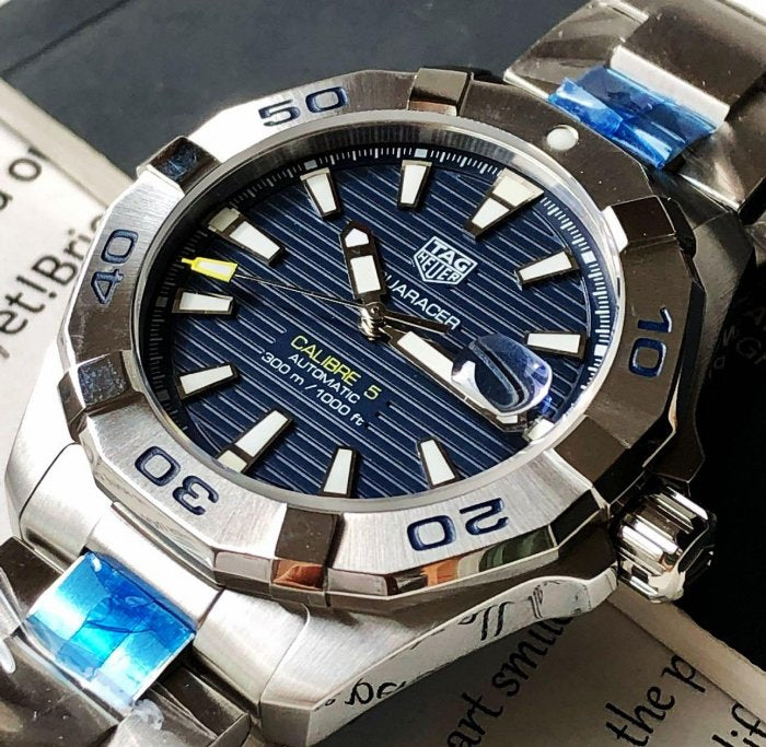 Shop Authentic Tag Heuer Aquaracer Automatic Blue Dial Silver Steel Strap Watch for Men - WBD2112.BA0928 - Luxxuri