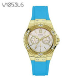  Shop Authentic Guess Limelight Crystal White Dial Light Blue Rubber Strap Watch for Women - W1053L6 - Luxxuri