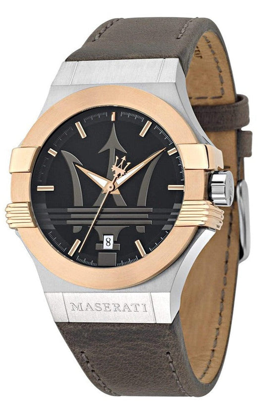  Shop Authentic Maserati Potenza Black Dial Brown Leather Strap Watch For Men - R8851108014 - Luxxuri
