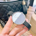  Shop Authentic Calvin Klein Rise White Grey Dial Black Leather Strap Watch for Women - K7A231C3 - Luxxuri