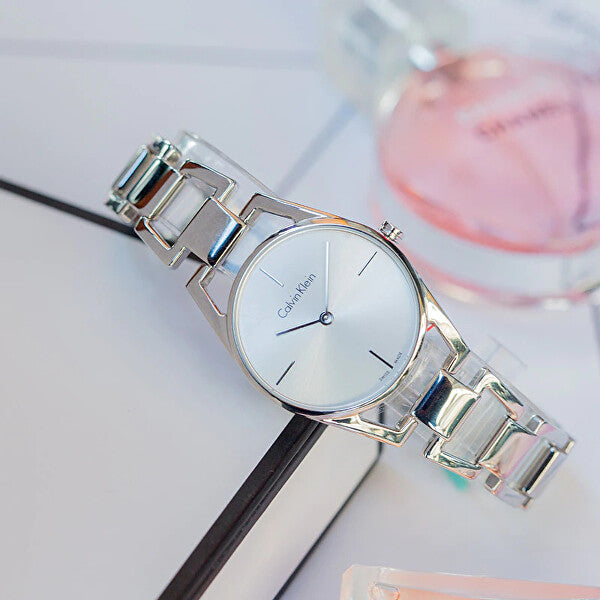 Calvin Klein Dainty Silver Dial Silver Steel Strap Watch for Women - K7L23146