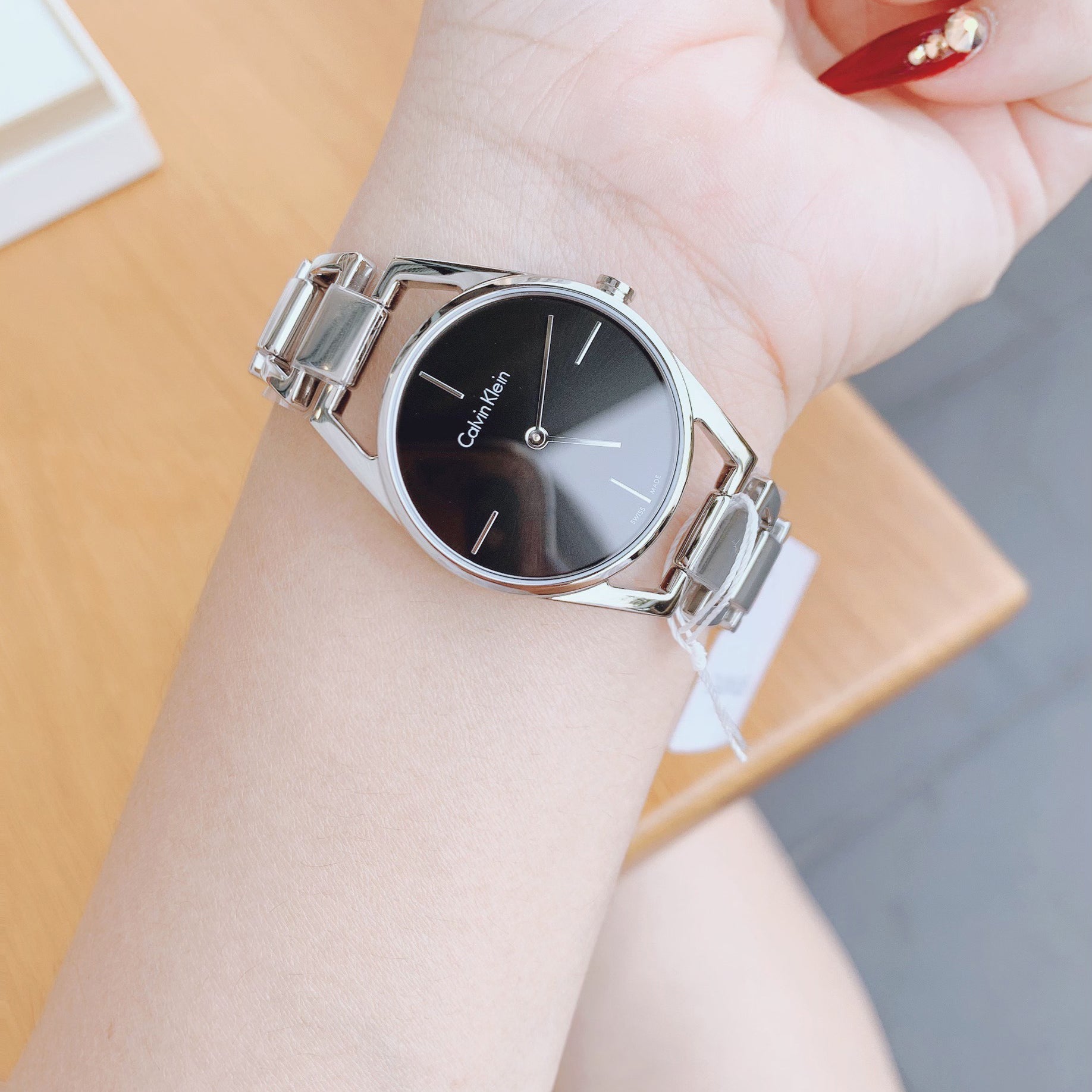  Shop Authentic Calvin Klein Dainty Black Dial Silver Steel Strap Watch for Women - K7L23141 - Luxxuri