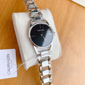  Shop Authentic Calvin Klein Dainty Black Dial Silver Steel Strap Watch for Women - K7L23141 - Luxxuri