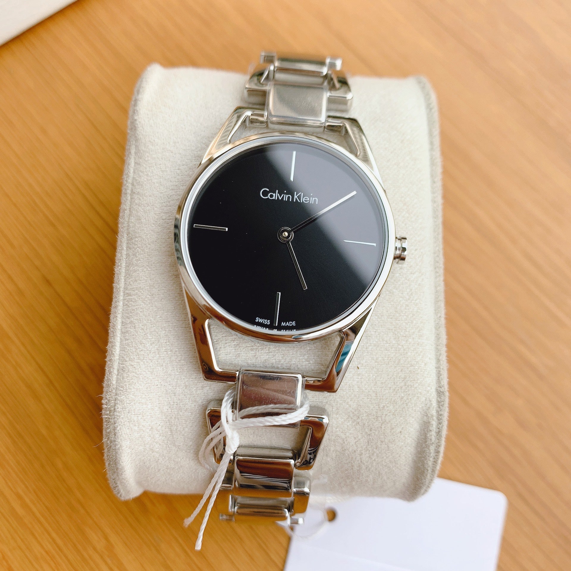  Shop Authentic Calvin Klein Dainty Black Dial Silver Steel Strap Watch for Women - K7L23141 - Luxxuri