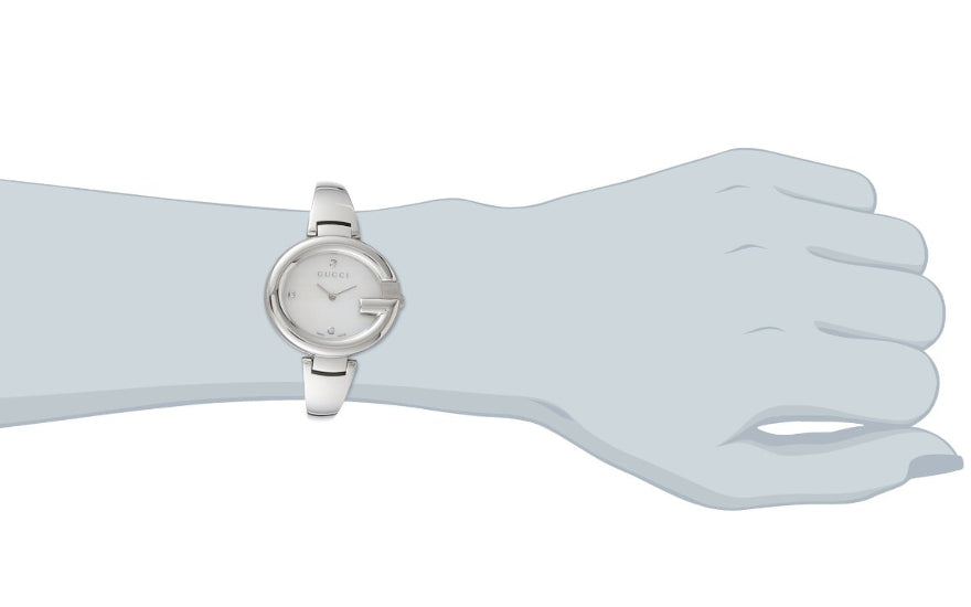  Shop Authentic Gucci Guccissima Diamonds Mother of Pearl Dial Silver Steel Strap Watch For Women - YA134303 - Luxxuri