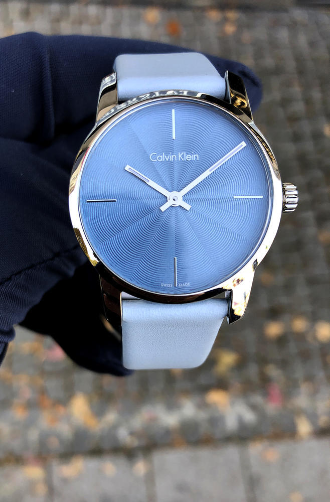  Shop Authentic Calvin Klein City Blue Dial Blue Leather Strap Watch for Women - K2G231VN - Luxxuri