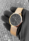  Shop Authentic Calvin Klein Minimal Black Dial Rose Gold Mesh Bracelet Watch for Men - K3M21621 - Luxxuri