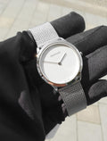  Shop Authentic Calvin Klein Minimal White Dial Silver Mesh Bracelet Watch for Women - K3M2212Y - Luxxuri