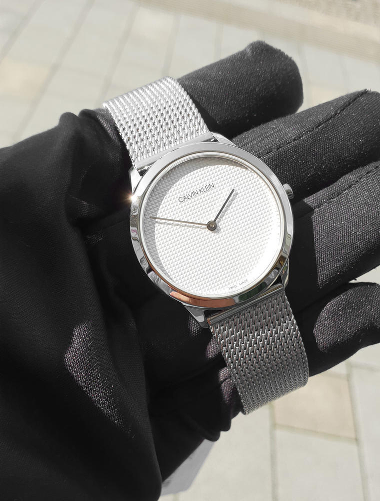  Shop Authentic Calvin Klein Minimal White Dial Silver Mesh Bracelet Watch for Women - K3M2212Y - Luxxuri